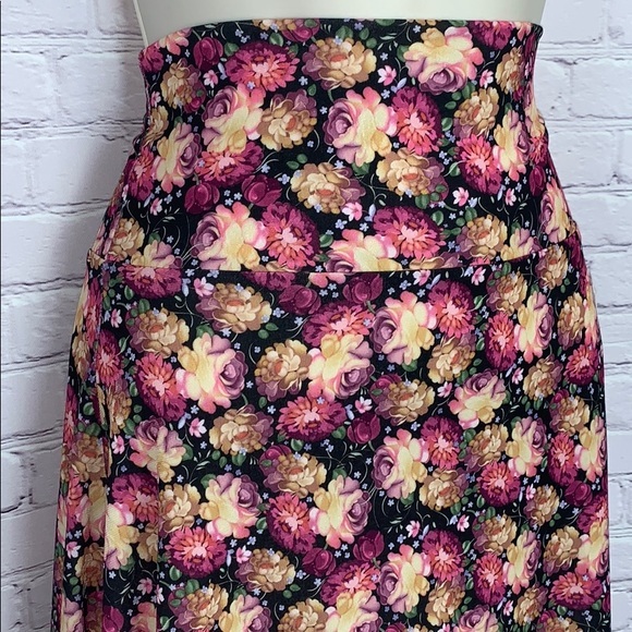 NEW Stretch Azure Skirt vibrant Floral print Knee length adjustable yoga waist - Picture 3 of 8